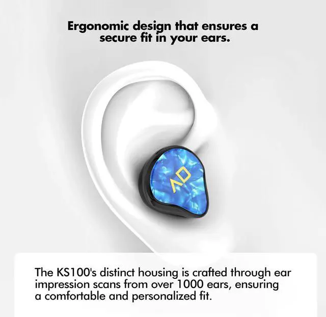 Alt view image 4 of 5 - Alpha & Delta KS100 Resin-Based True Wireless Earphones with All Day Battery Life and Hybrid Drivers (Hybrid Drivers (1 DD + 1BA), White Faceplate)