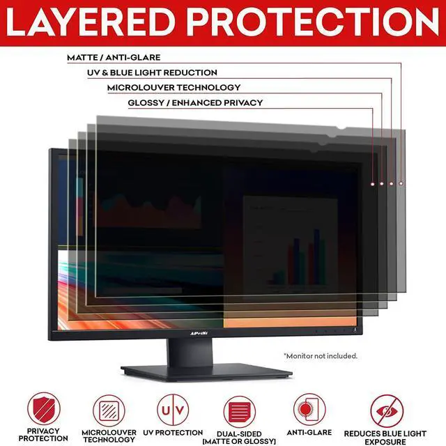 Alt view image 4 of 5 - 38 Inch Privacy Screen Filter for 21:9 Computer Curved Ultrawide Screen Monitor - Privacy Shield,Anti-Glare and Anti-Blue light Screen Protector