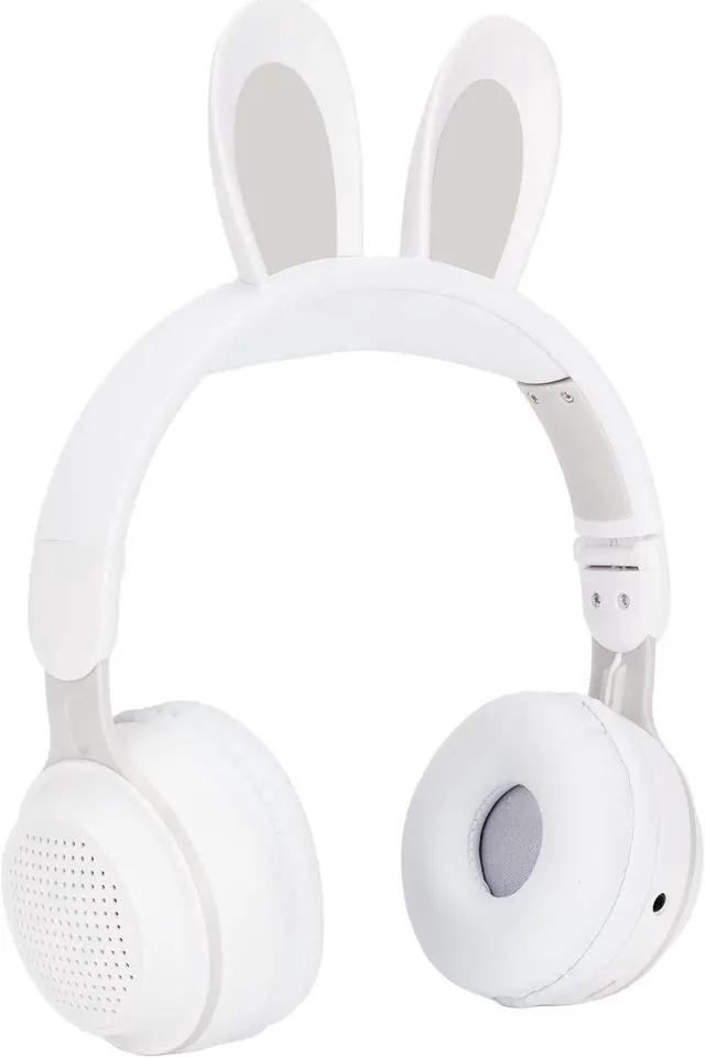 Main image of Foldable Bluetooth 5.0 Headphones with Microphone Cute Rabbit Ear Over Ear Headphones for Green Kids Teens Adults, 12 Hours of Listening Time, TF/Aux, Built in 7 LED