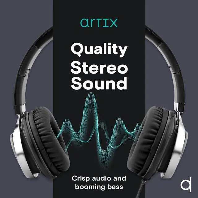 Alt view image 4 of 5 - ARTIX Save 15% on CL750 Adult & Kids Wired Headphones with Mic Turquoise & Black Set