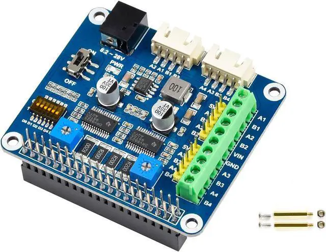 Main image of Stepper Motor HAT for Raspberry Pi 4B/3B+/2B/B+/Zero/W/WH/and Jetson Nano,DRV8825 Motor Controller Drives Two Stepper Motors, Up to 1/32 Microstepping,Use for 3D Printer,Sculpturing Machine etc