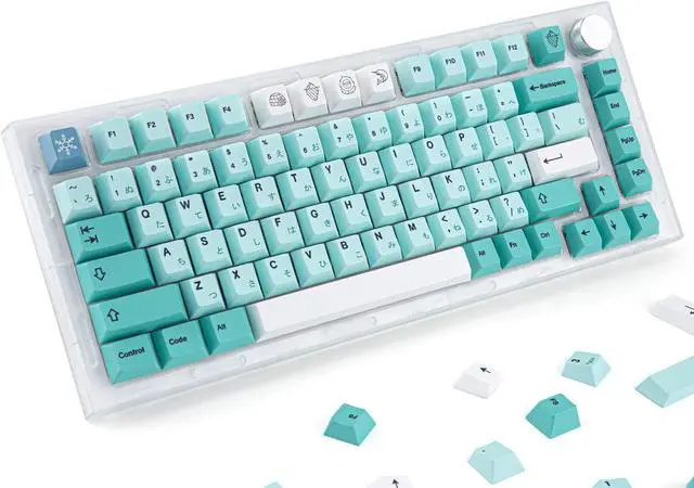 Alt view image 2 of 5 - Japanese Keycaps PBT 142 Keys Mechanical Keycaps Set, Cherry Profile Dye Sublimation Keycaps Kit, ANSI Layout, Custom Keycaps for Holy Panda, Gateron Kailh Box Cherry MX TTC Switch (Iceberg)