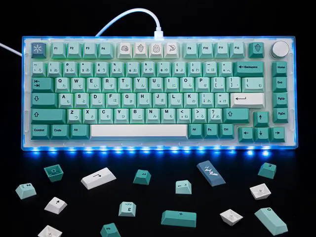 Alt view image 3 of 5 - Japanese Keycaps PBT 142 Keys Mechanical Keycaps Set, Cherry Profile Dye Sublimation Keycaps Kit, ANSI Layout, Custom Keycaps for Holy Panda, Gateron Kailh Box Cherry MX TTC Switch (Iceberg)