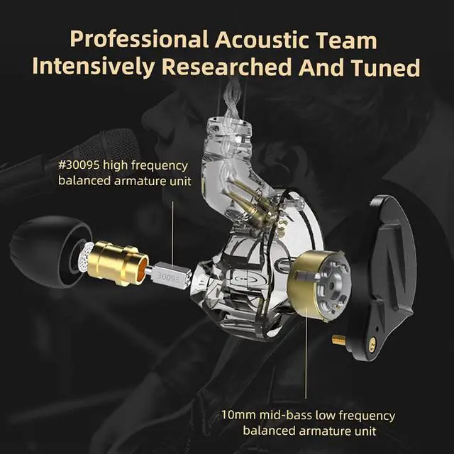 Alt view image 3 of 5 - KZ ZSN Pro X in Ear Monitor Earphone 1BA 1DD Hybrid Dynamic Dual Driver IEM Wired Earbuds HiFi Sport Gaming Headphones Compatibility for Phone Computer Tablet