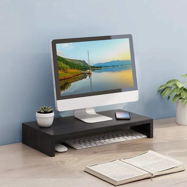 Alt view image 2 of 5 - Monitor Riser, Wooden Monitor Stand Riser Desk Storage Organizer Computer TV Shelf Riser, Save Space for Desktop (19.5 Inch)