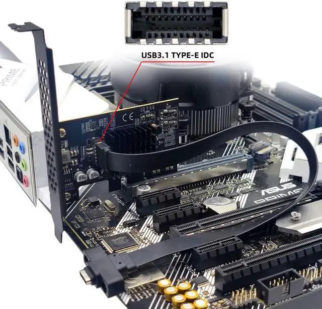 Alt view image 3 of 5 - ChenYang 2 Port USB 2.0  USB 3.1 Gen 2 Type-E Front Panel Socket to PCI-E 2X PCI Express Expansion Card Adapter