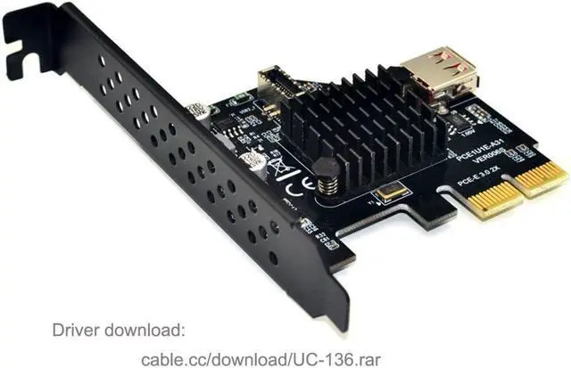 Alt view image 4 of 5 - ChenYang 2 Port USB 2.0  USB 3.1 Gen 2 Type-E Front Panel Socket to PCI-E 2X PCI Express Expansion Card Adapter