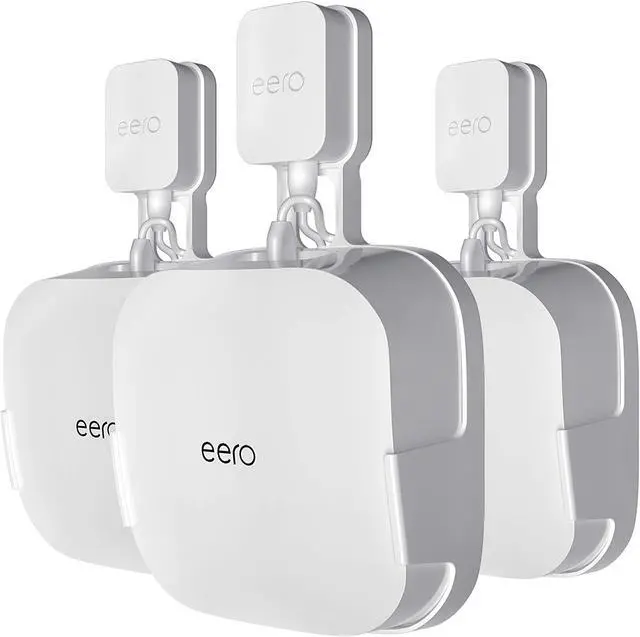 Main image of COOLWUFAN Wall Mount Holder for eero Pro 6/6E Home WiFi System - Simple and Sturdy Stand Bracket for Tri-Band Mesh Wi-Fi 6 System (White, 3 Pack)