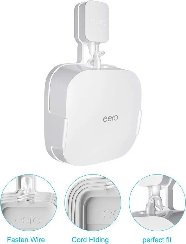 Alt view image 5 of 5 - COOLWUFAN Wall Mount Holder for eero Pro 6/6E Home WiFi System - Simple and Sturdy Stand Bracket for Tri-Band Mesh Wi-Fi 6 System (White, 3 Pack)