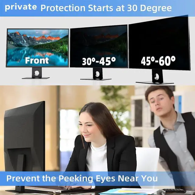 Alt view image 4 of 5 - Generic 23in Computer Screen Filter, 16:9 Widescreen Anti Blue Light Anti Dazzing Electrostatic Adsorption Computer Private Screen Protector for Airports Coffee Offices, Generichk7qzw1vr5