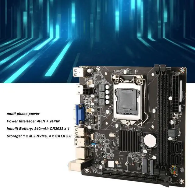 Alt view image 3 of 5 - Diyeeni H61 V301 ITX Motherboard, Channel DDR3, HD Output, LGA1155 Socket Support, 4 + 24Pin Multi Phase Power, 6xUSB2.0, 4xSATA2.0, M.2 NVMe, for Core i7/i5/i3, Pentium