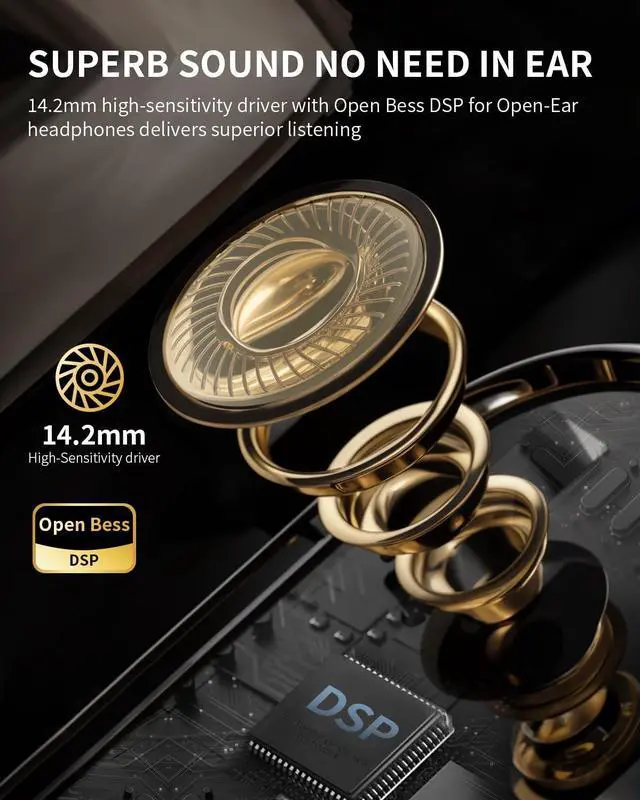 Alt view image 3 of 5 - ESCALURE Open Ear Earbuds with 4-Mic, IPX5 Sweat Resistant Open Ear Earbuds Wireless Bluetooth 5.3, 30H Playtime Wireless Headphones with Earhooks, Lightweight for Running, White