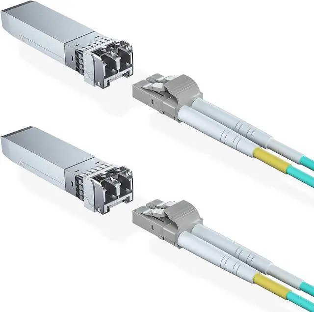 Main image of 2 Pack 10G SFP+ SR Transceivers with 1m OM3 LC to LC Fiber Patch Cable, SFP+ to LC Multimode Module Compatible for Cisco SFP-10G-SR