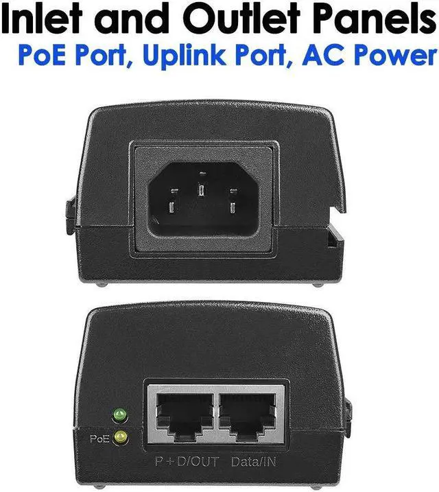 Alt view image 3 of 5 - iCreatin 60W Gigabit Ultra PoE+ Injector, Up to 60W Ultra Power Supply, 10/100/1000Mbps Shielded RJ-45, IEEE 802.3at/802.3af Compliant, Plug & Play