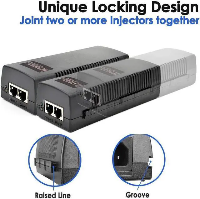 Alt view image 4 of 5 - iCreatin 60W Gigabit Ultra PoE+ Injector, Up to 60W Ultra Power Supply, 10/100/1000Mbps Shielded RJ-45, IEEE 802.3at/802.3af Compliant, Plug & Play