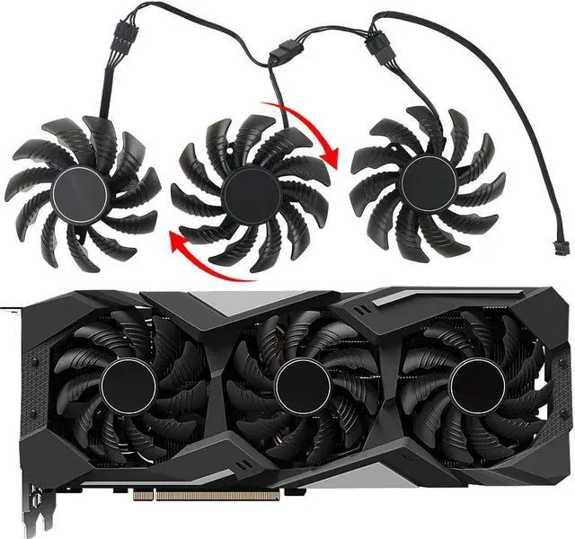 Alt view image 2 of 5 - inRobert 75mm PLD08010S12HH Graphics Card Cooling Fan Replacement for Gigabyte RTX 2060 2070 Gaming RX 5500 5600 5700 XT GPU (Full Set(3pcs))