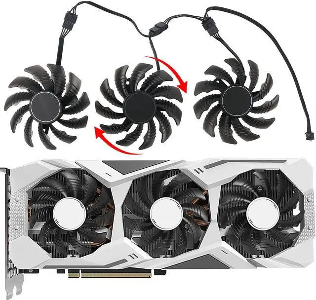 Alt view image 3 of 5 - inRobert 75mm PLD08010S12HH Graphics Card Cooling Fan Replacement for Gigabyte RTX 2060 2070 Gaming RX 5500 5600 5700 XT GPU (Full Set(3pcs))