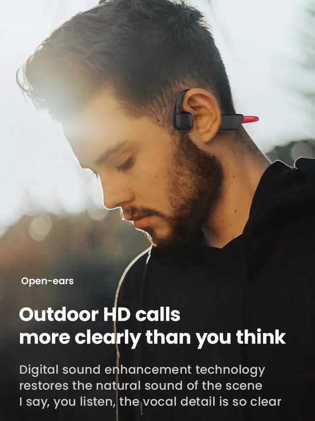 Alt view image 4 of 5 - Bone Conduction Headphones Bluetooth, Wireless Headset Waterproof Open Ear Bone Conducting Headphones Wireless Bluetooth 5.2 Sports Earbuds Bone Induction Headphones with Mic for iPhone Android