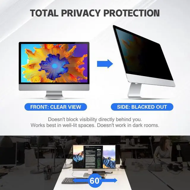 Alt view image 5 of 5 - JiSiTeCai 19" Computer Privacy Screen Filter for 16:10 Widescreen Monitors - Premium Anti-Glare Computer Screen Cover: Anti-Glare - Anti-Scratch - UV & Blue Light Protection