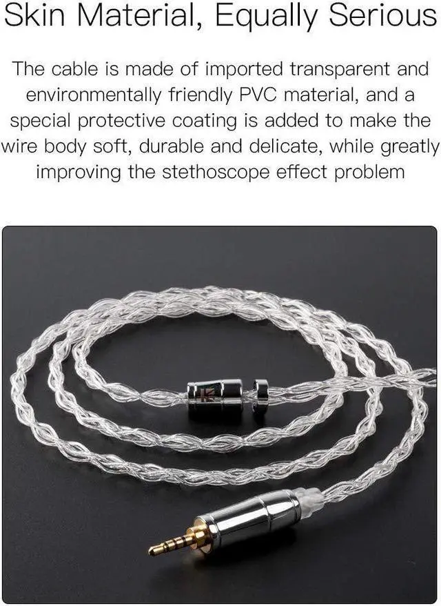 Alt view image 3 of 5 - keephifi Upgrade Earphone Cable-KBEAR [Limpid] 4N 4 Core HiFi in Ear Monitor Detachable Cable High Purity Silver Headphone Cable, for KS2, Lark, KS1, Melody, TFZ Series (TFZ, 4.4MM)