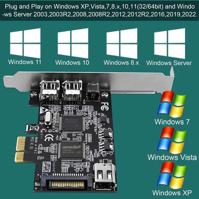 Alt view image 4 of 5 - LinksTek 4-Ports PCIE 1394A Firewire 400 Card for Windows OS and MAC OS PCs, TI TSB43AB23, 3X 6Pin and 1X 4Pin 1394A Interface, with 4Pin to 6Pin 1394A Cables and Low Profile Bracket (PCIE-TSB43AB23)