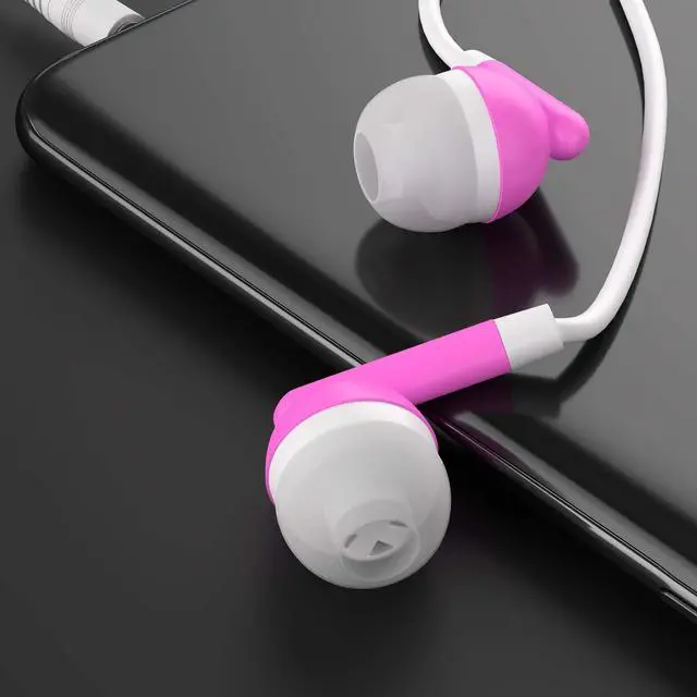 Alt view image 4 of 5 - Maeline Bulk Earbuds with 3.5 mm Headphone Plug - 30 Pack - Pink