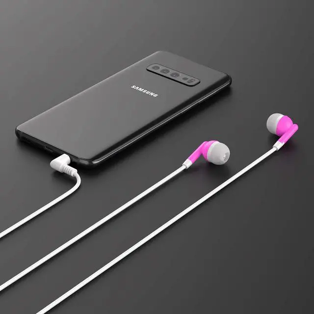 Alt view image 5 of 5 - Maeline Bulk Earbuds with 3.5 mm Headphone Plug - 30 Pack - Pink