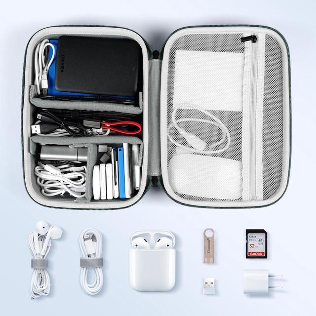 Alt view image 2 of 5 - miloocul EVA Electronic Accessories Storage Case Large Shockproof Waterproof Storage Bag for Electronics Organizer Portable Cable Storage Bag for Travel or Work (Blue, Double Layer)