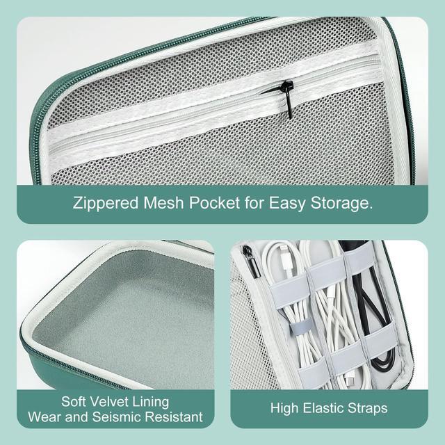 Alt view image 5 of 5 - miloocul EVA Electronic Accessories Storage Case Large Shockproof Waterproof Storage Bag for Electronics Organizer Portable Cable Storage Bag for Travel or Work (Blue, Double Layer)
