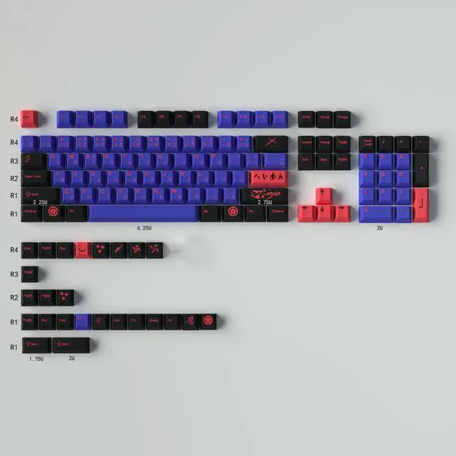 Alt view image 2 of 5 - PBT Black Purple Keycaps Cherry Profile Ninja Japanese Keycaps Set 138 Keys Custom Keycaps for Cherry MX Gateron Kailh Switches Mechanical Keyboards