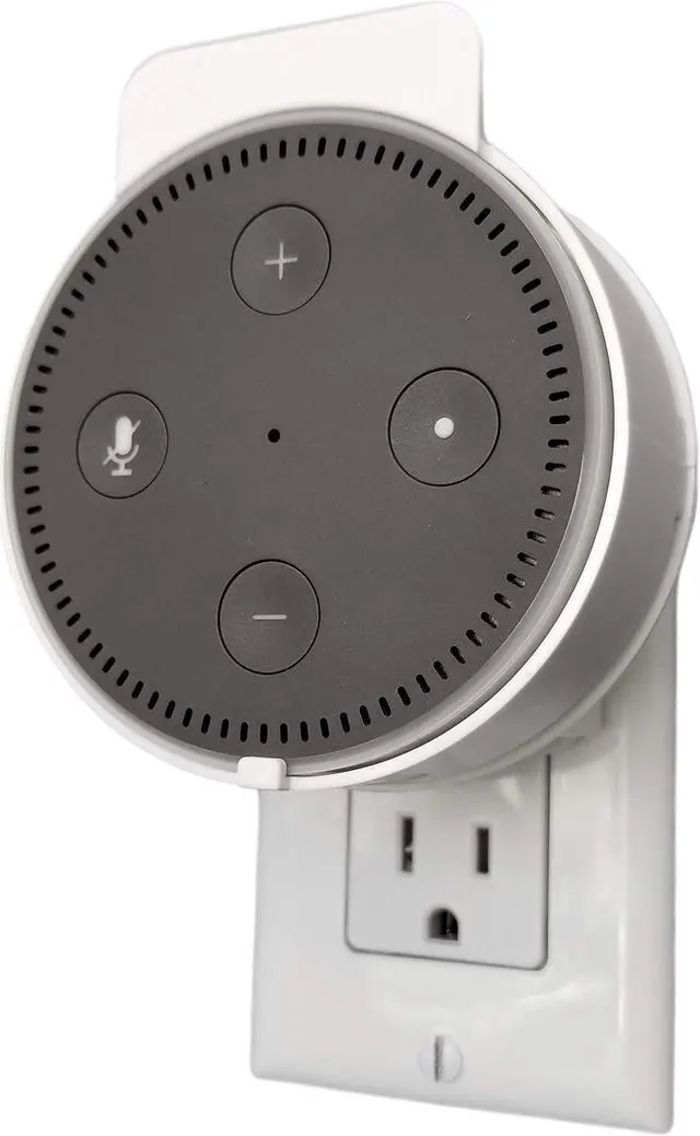 Main image of Dot Genie Deluxe Mount for Amazon Echo Dot 2nd Generation Alexa: The Simplest and Cleanest High-End Outlet Wall Mount Hanger Stand for Kitchen and Bathroom Speakers (Matte White)