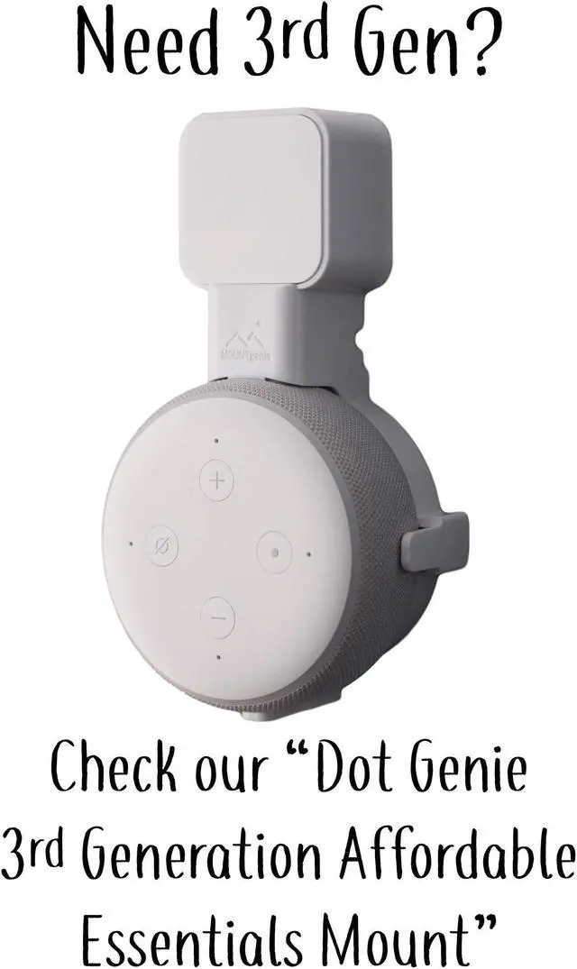 Alt view image 2 of 5 - Dot Genie Deluxe Mount for Amazon Echo Dot 2nd Generation Alexa: The Simplest and Cleanest High-End Outlet Wall Mount Hanger Stand for Kitchen and Bathroom Speakers (Matte White)
