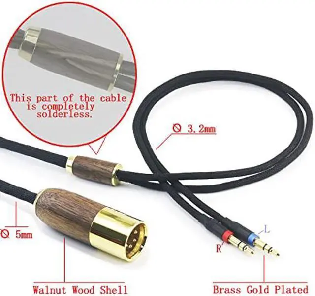 Alt view image 2 of 5 - NewFantasia 4-pin XLR Balanced Cable 6N OCC Copper Silver Plated Cord Walnut Wood Shell Compatible with Hifiman Sundara, Ananda, Arya, HE400SE, HE4XX, HE-400i Headphone (2 x 3.5mm Version) 2.1m