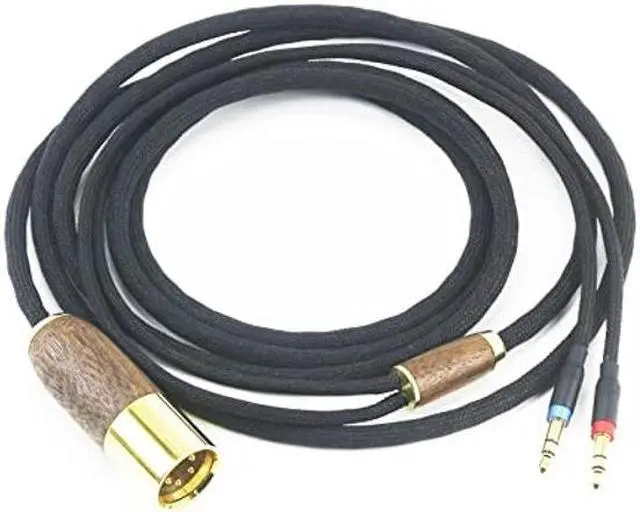 Alt view image 4 of 5 - NewFantasia 4-pin XLR Balanced Cable 6N OCC Copper Silver Plated Cord Walnut Wood Shell Compatible with Hifiman Sundara, Ananda, Arya, HE400SE, HE4XX, HE-400i Headphone (2 x 3.5mm Version) 2.1m