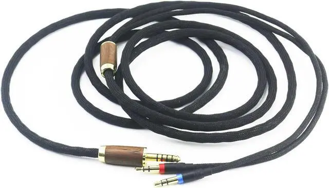 Alt view image 5 of 5 - NewFantasia 4.4mm Balanced Cable 6N OCC Copper Silver Plated Cord Walnut Wood Shell Compatible with Hifiman Sundara, Ananda, Arya, HE400SE, HE4XX, HE-400i Headphone (2 x 3.5mm Version)