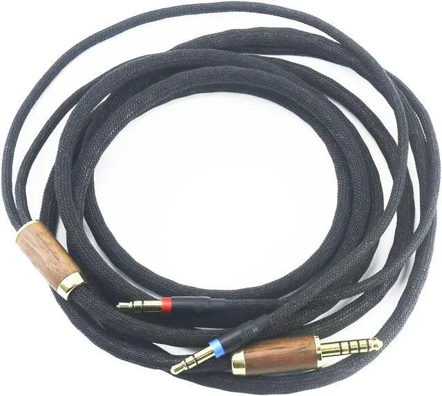 Alt view image 4 of 5 - NewFantasia 4.4mm Balanced Cable 6N OCC Copper Silver Plated Cord Walnut Wood Shell Compatible with Hifiman Sundara, Ananda, Arya, HE400SE, HE4XX, HE-400i Headphone (2 x 3.5mm Version)