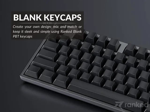 Alt view image 3 of 5 - Ranked Blank Premium Keycap Set | 1.4 mm Thick PBT | Cherry Profile for Mechanical Keyboard (Black, 139 Keys)