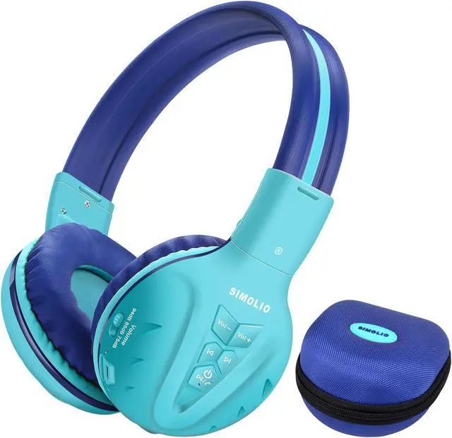 Main image of SIMOLIO Kids Bluetooth Headphones with Microphone, Wireless Childrens Headphones with Safe Volume, Foldable Adjustable Headband, Over-Ear Headsets for Boys Girls Toddler Tablet Travel Airplane Blue