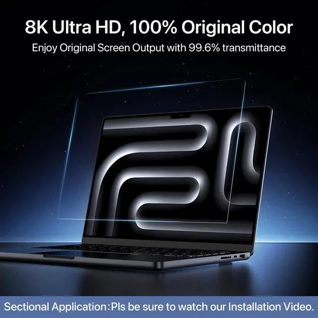 Alt view image 2 of 5 - soonjet for MacBook Pro 14 inch Screen Protector [8K Ultra HD, 0 Glare] [Original Screen Output] 2023-2021 M3 Pro/Max A2918 A2992 M2 A2779 M1 A2442 Anti-Fingerprint, Laptop Screen Protector