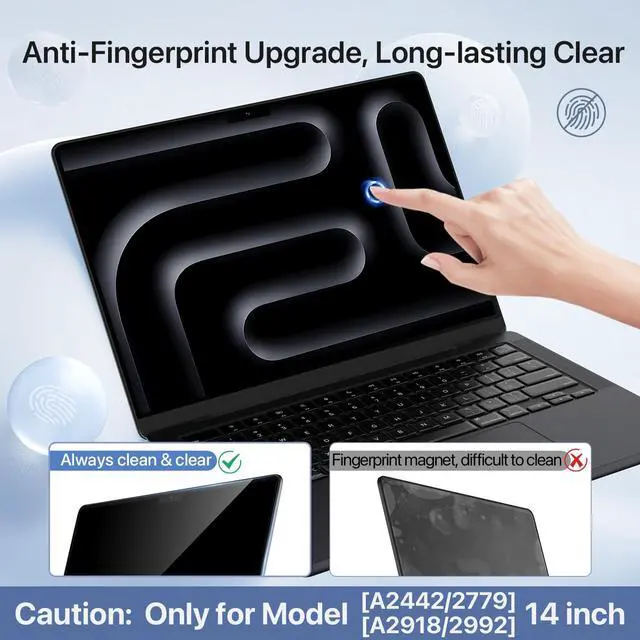 Alt view image 5 of 5 - soonjet for MacBook Pro 14 inch Screen Protector [8K Ultra HD, 0 Glare] [Original Screen Output] 2023-2021 M3 Pro/Max A2918 A2992 M2 A2779 M1 A2442 Anti-Fingerprint, Laptop Screen Protector