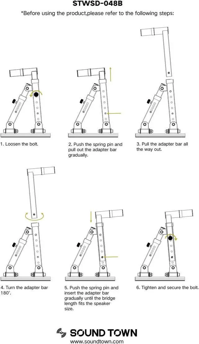 Alt view image 4 of 4 - Sound Town 2-Pack Adjustable Wall Mount Speaker Brackets with 180-degree Swivel (STWSD-048B)