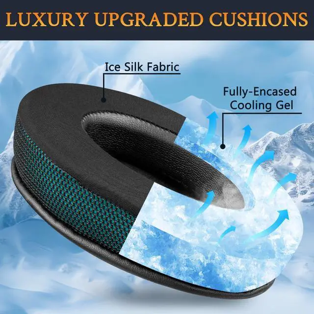 Alt view image 4 of 5 - SOULWIT Cooling Gel Earpads Cushions for Audio-Technica ATH M50X/M40X, HyperX Cloud/Alpha, SteelSeries Arctis, Ear Pads for Sony MDR-1ABT/1RBT/1RNC/7506, Turtle Beach Stealth 420X/600 - Dark Green