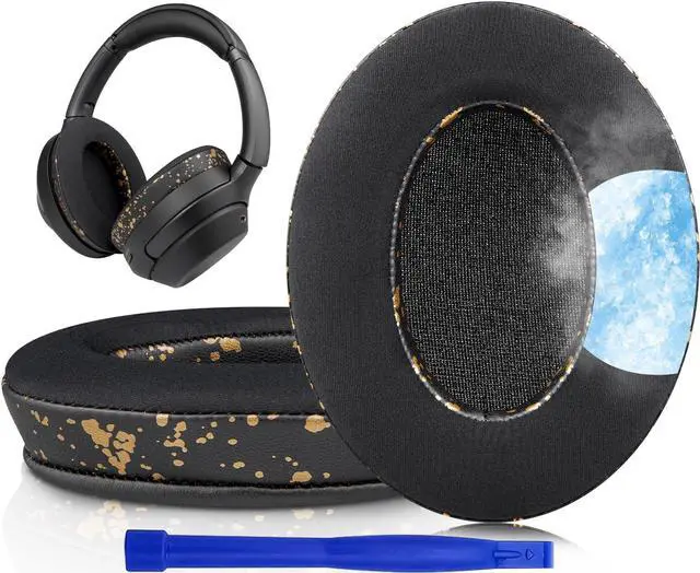 Main image of SOULWIT Cooling-Gel Replacement Earpads for Sony WH-1000XM3 (WH1000XM3) Over-Ear Headphones, Ear Pads Cushions with High-Density Noise Isolation Foam, Added Thickness - Black Gold