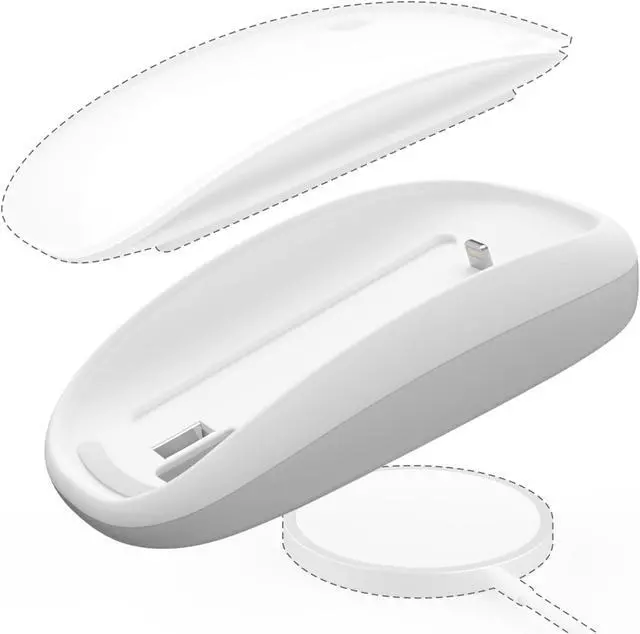Main image of TATOFY Mouse Charger Compatible with Magic Mouse 2 (Lighting) Grip with Wireless Charging Support, Ergonomic Base (White)