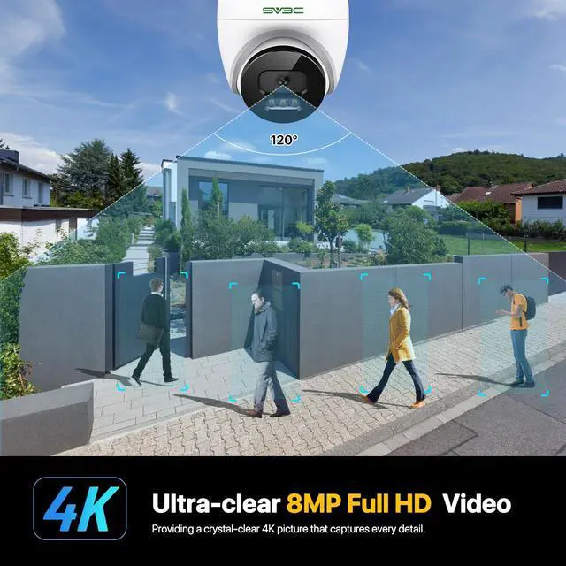 Alt view image 2 of 5 - SV3C 4K POE Camera Outdoor, IP Dome Wired Security Indoor Camera with Human/Vehicle Detection, 8MP HD Color Night Vision, Two Way Audio, Waterproof, 24/7 Recording, RTSP, ONVIF, Up to 512GB SD Card