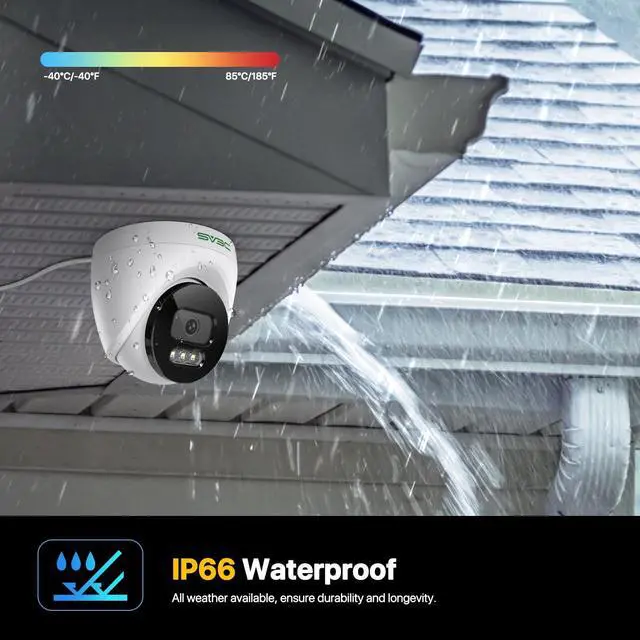 Alt view image 5 of 5 - SV3C 4K POE Camera Outdoor, IP Dome Wired Security Indoor Camera with Human/Vehicle Detection, 8MP HD Color Night Vision, Two Way Audio, Waterproof, 24/7 Recording, RTSP, ONVIF, Up to 512GB SD Card