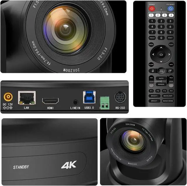 Alt view image 3 of 5 - SZXLCOM PTZ Camera 4K with 20x Optical Zoom,Conference Room Camera HDMI/USB3.0/RJ45 LAN POE Out for Video Live Streaming Church, Zoom, Skype, YouTube, OBS Webcam