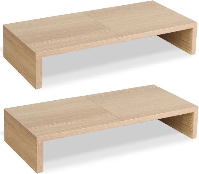 Main image of TEAMIX 2 Pack Monitor Stand Riser-20 inch, Wooden Desktop Riser for TV/PC/Laptop/Printer, Cozy Monitor Riser with Storage, Computer Stand Space-Saving