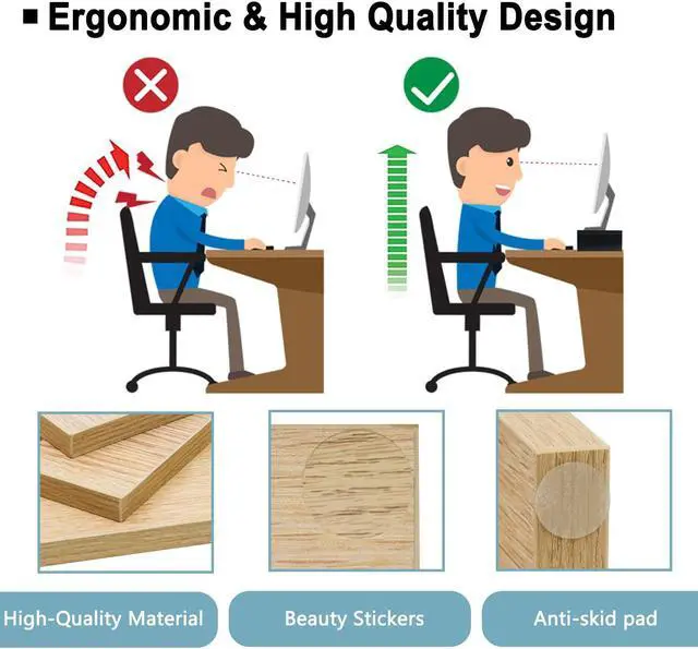 Alt view image 4 of 5 - TEAMIX 2 Pack Monitor Stand Riser-20 inch, Wooden Desktop Riser for TV/PC/Laptop/Printer, Cozy Monitor Riser with Storage, Computer Stand Space-Saving