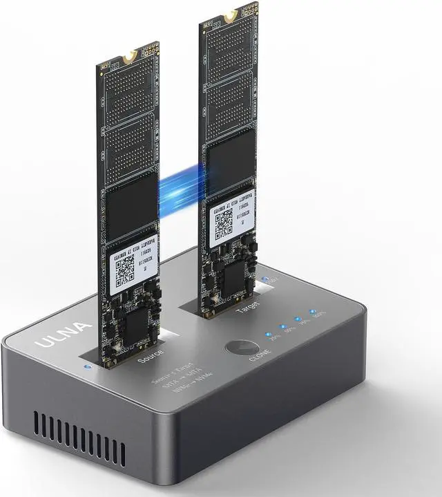 Main image of M.2 NVME/SATA Duplicator, Dual-Bay Offline Clone M.2 NVME/SATA SSD Cloner,USB3.2 Gen2*2 20Gbps M.2 Cloner for SSD Size 2230/2242/2260/2280/22110